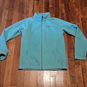 Kids Youth Columbia Turquoise Fleece Jacket Size Large 14/16 Guc Zip Up